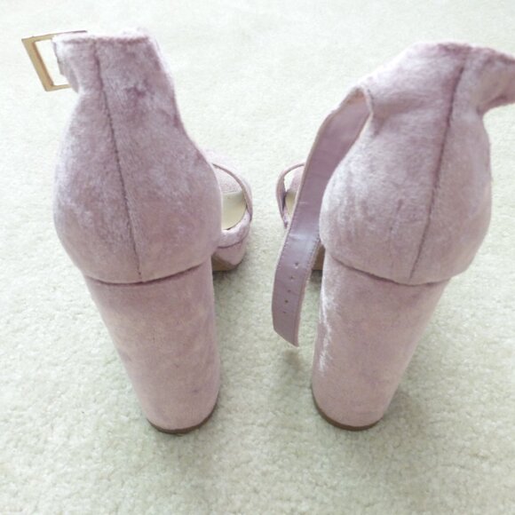 FOREVER 21 light lilac velvet chunky platform heels - Picture 5 of 11